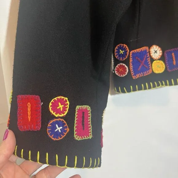 Breeches Women’s Wool Blend Vintage Jackets Médium Size Black Embroidery - Picture 7 of 10